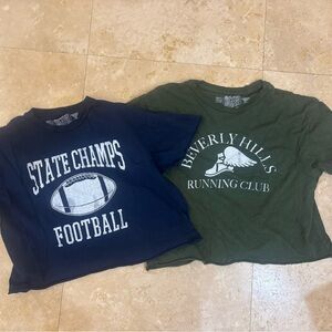 TWO Original Retro Ts! State Champs and Beverly Hills Running Club Crop Tees